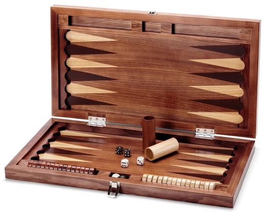Aspinal of London, 22-inch wooden Backgammon set.
