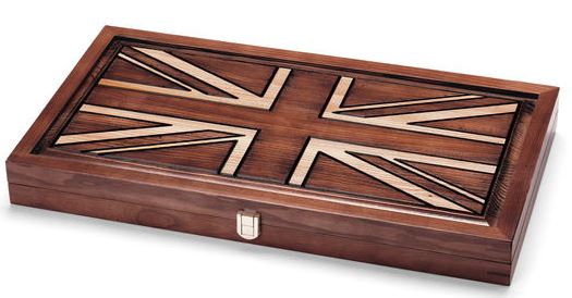 Aspinal of London, 22-inch wooden Backgammon set.