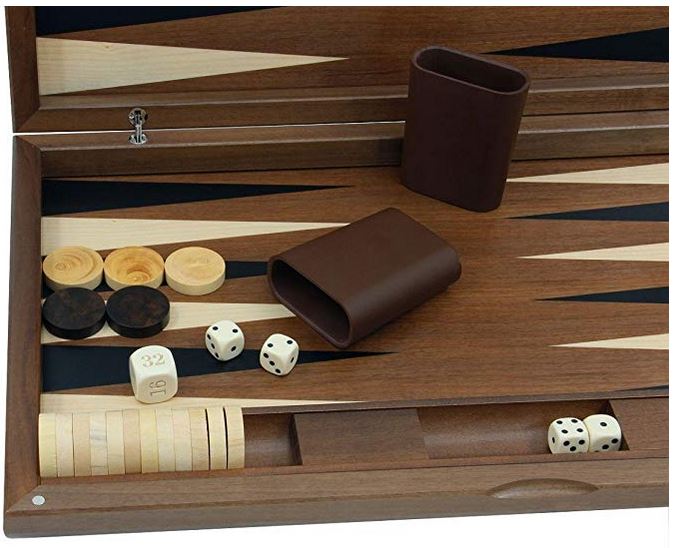 Dal Negro Oxford Walnut Backgammon set, accessories.
