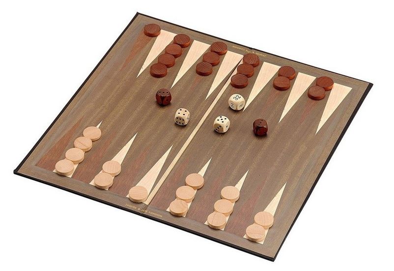 Jaques of London Backgammon set 15-inch Card and Linen.