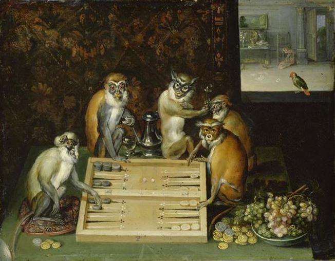 Frans Francken, Monkeys Playing Backgammon.