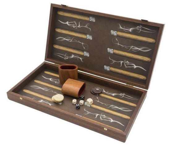 Manopoulos Robusto Cigar Backgammon set, accessories.
