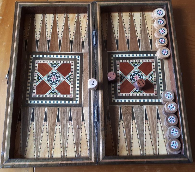 Plakoto starting positions. Tavli or Greek backgammon.