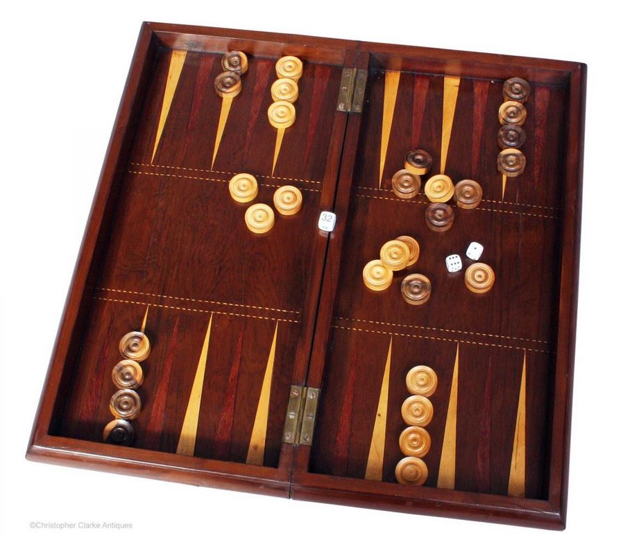 Killarney Ware backgammon set and accessories.
